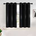 NICETOWN Halloween Blackout Curtains 45 Inches Long Kitchen Drapes, Black Solid Thermal Insulated Grommet Blackout Drapery Panels for Window (2 Panels, 42 Inch Wide by 45 Inch Long, Black)