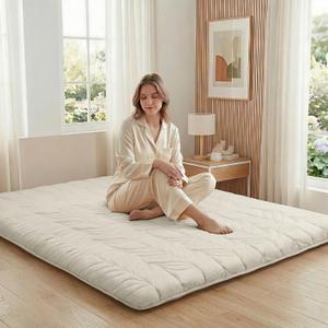 ZonLi Japanese Floor Mattress Futon Mattress Full Size 2.5 Inch Thick | Foldable Tatami Mat, 100% Cotton Washable Cover, Portable Floor Bed for Sleeping, Guest, Dorm