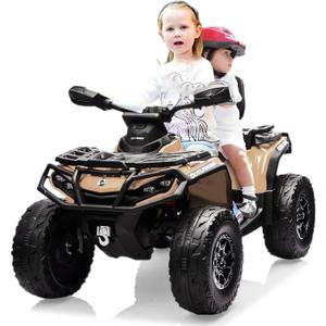 Garvee 24V Ride On Car for Kids 2 Seater Electric Ride On ATV for Toddlers Battery Powered Vehicle Licensed Can-Am 4 Wheeler with Leather Seaters, 3 Speeds, Led Lights, Music, Brown Garvee 24V Ride On Car for Kids 2 Seater Electric Ride On ATV for Toddlers Battery Powered Vehicle Licensed Can-Am 4 Wheeler with Leather Seaters, 3 Speeds, Led Lights, Music, Brown