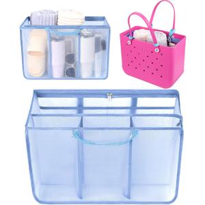 OUTXE Beach Bag Organizer Compatible with X Large Bogg Bag Accessories Inserts, Lightweight Mesh Insert Divider Pouch for Original XL Bogg Bags, Beach Tote Bags Insert for Organizing (#8-Light Blue)