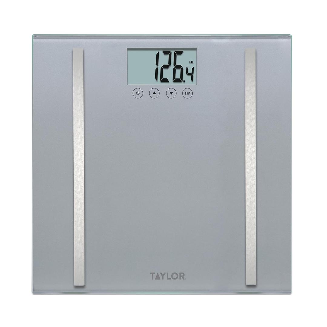 Taylor Digital Body Composition Scale, Bathroom Scale for Body Weight, Measures Body Fat, Body Water, and Muscle Mass Percentages, 8 User Recognition, FSA HSA Eligible, 400 lb Capacity, Charcoal