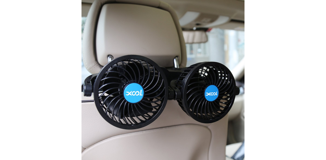 XOOL Electric Car Fans for Rear Seat Passenger Portable Fans Headrest 360 Degree Rotatable Backseat Car Fan 12V Cooling Air Fan with Stepless Speed Regulation for Vehicles, SUV, RV