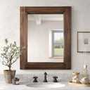 YOSHOOT Hand-Made Wooden Spliced Wall Mirror for Bathroom, Rustic Farmhouse Vanity Mirror, Dcor Wall Art, Solid Wood Frame, Vertical or Horizontal Hanging (32"L x 24"W)