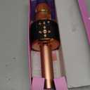 BONAOK Karaoke Microphone for Kids & Adults - Bluetooth Microphones Singing Mic with Disco Lights, Echo Effect, Built-in Speaker Portable Karaoke Player for Party Travel Gifts Q78(Rose Gold)