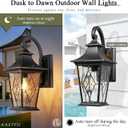 Dusk to Dawn Outdoor Lighting 18 Inch Height Large Waterproof Porch Light Outdoor with Ripple Handmade Glass Outside Lights for House Front Door Garage Patio E26 Socket