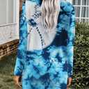 Poetsky Fall Womens Tunic or Tops to Wear with Leggings Long Sleeve Casual Long Shirts Blouses with Pockets (Blue, XXXL)