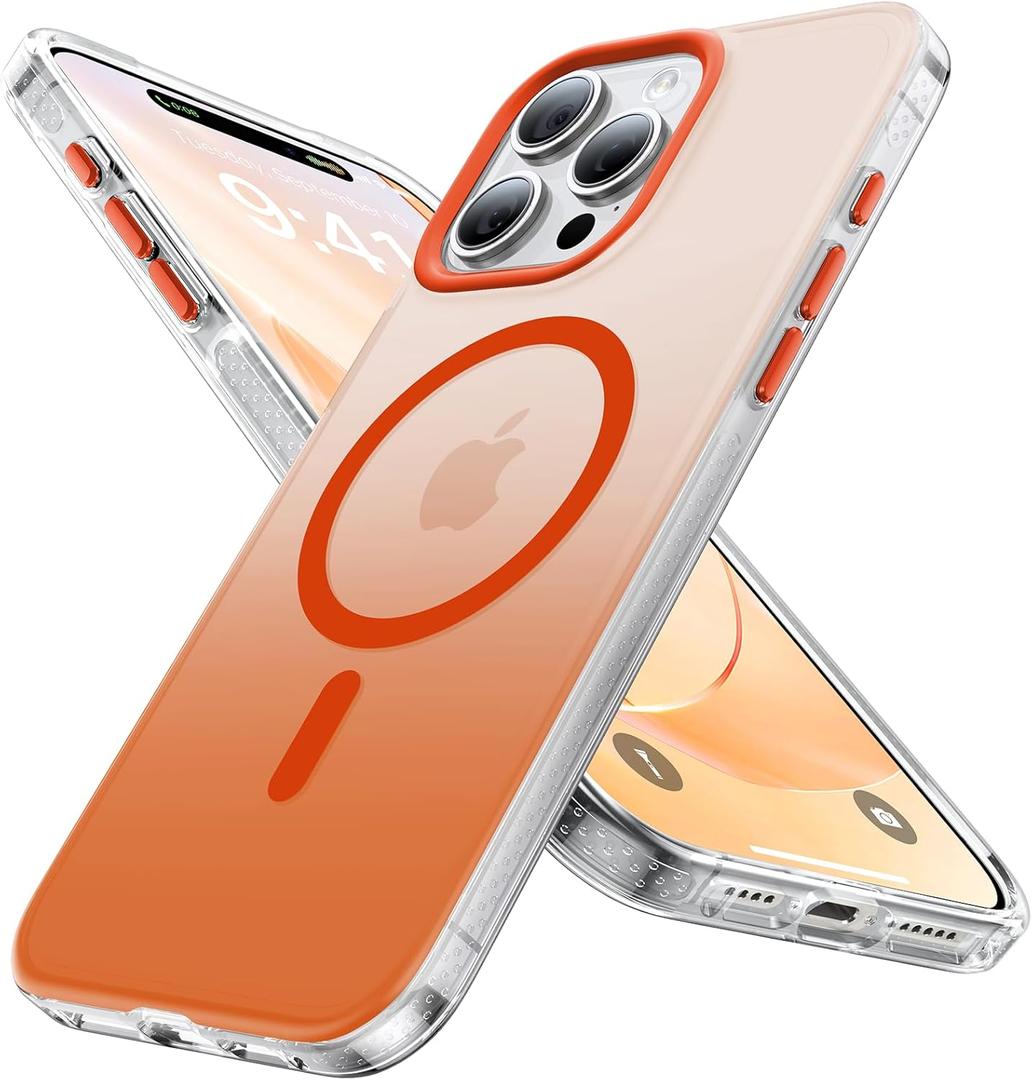 Magnetic for iPhone 14 Pro Max Case [Compatible with MagSafe] [10FT Military Grade Drop Tested] Slim Translucent Matte Case for iPhone 14 Pro Max Phone Case, Gradient Orange(6.7")