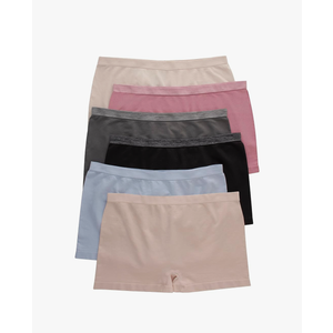 Hanes Women's Seamless Underwear Pack, Comfort Flex Fit Bikini Boyshort Panties, 6-Pack Size Medium