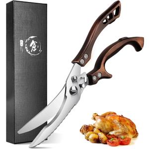 Heavy Duty Poultry Shears with Serrated Edge - Kitchen Scissors for Chicken, Bone, Meat, Turkey, Fish, Vegetables Stainless Cooking Shears for Thanksgiving Christmas Day