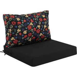 Idee-home Outdoor Cushions for Patio Furniture, Outdoor Seat Cushion, Waterproof Hampton Bay Deep Seat Replacement Couch Chair Cushions for Garden Lawn Backyard Deck, 26.5 x 26.5 Floral Pattern