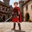 Kids Warrior Costume Boys Roman Soldier Gladiator Costume Medieval Knight Costume for Halloween Party Dress Up