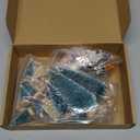 KUUQA Mini Christmas Trees Bottle Brush Trees with Snowmen Reindeer, 31Pcs Christmas Village Sets Village Accessories Ornaments for Christmas Decorations Indoor Village Display Platforms Winter Decor (Blue-green1)