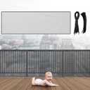 Hosuly Banister Guard 6.5 x 3 ft Balcony Netting for Kids Pets Stairway Safety Net Baby Fence Door Balcony Netting Safety Mesh Stair Net with No Drilling for Apartment Railing(Black)