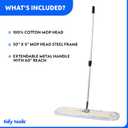 Commercial Dust Mop 30 Inch Floor Sweeper for Hardwood, Reusable Cotton Mop Head, Extendable Handle, Dry Mop for Floor Cleaning & Janitorial Supplies