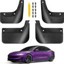 2025 Upgrade Mud Flaps for Tesla Model 3 Highland 2024 2025 [No Drilling/Tape Install] Splash Guards Fenders All Weather Mudflaps for Tesla Model 3 Accessories 2024 2025 Black