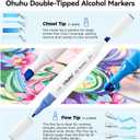 Ohuhu Markers, 48-color Double Tipped Alcohol Markers, Chisel & Fine Alcohol-based Art Marker Set for Adults Coloring Illustration, Great Value Pack for Students' Art Class, Better Designed Grip