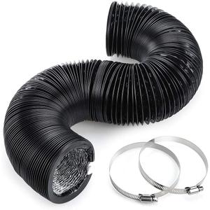 Cenipar Flexible 4 Inch Air Aluminum Ducting Vent Hose Black Thick Layer Non-Insulated(10 feet) with 2 Clamps Used in Air Duct Fan Systems