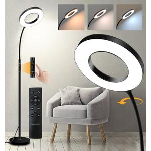 LED Reading Floor Lamp with Remote & Touch Control, Bright Adjustable Gooseneck Lamp for Living Room Bedroom Office, Eyelash Extensions tattooing Light,Timer,2700K-6500K