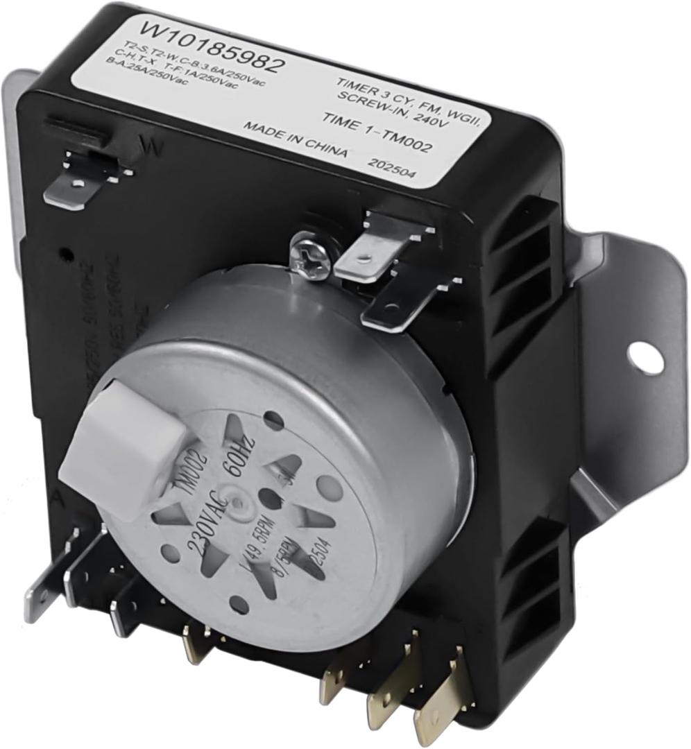 WPW10185982 W10185982 Dryer Timer Compatible with Whirlpool, Maytag, Amana, Kenmore, Crosley and More, Replacement Clothes Dryer Timer Control Parts