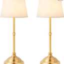 2 Pack Cordless Table Lamp, Rechargeable Desk Lamp with Fabric Shade, Battery Operated Lamp 3 Color Stepless Dimming, Small Touch Bedside Lamp Home Decor for Dining, Counter (Brushed Gold)