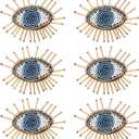 AHANDMAKER 6 Pcs Eye Beaded Patches for Clothes, 2.6x2.2 Inch Blue Evil Eye Sequined Patch Sew on Rhinestone Beaded Applique for Clothes Jackets Jeans Bags