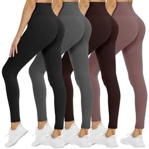NexiEpoch 4 Pack Leggings for Women - High Waisted Tummy Control Soft Black Capri Yoga Pants with Pockets for Workout, XL
