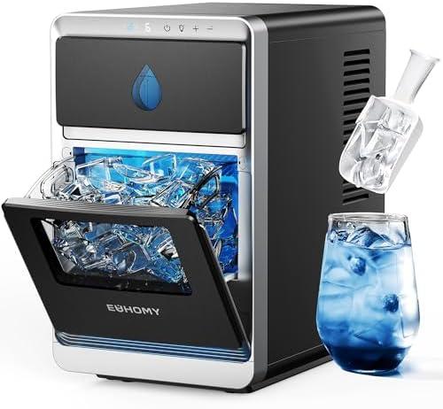 EUHOMY LunaArc™ Crescent Ice Makers Countertop, 1600Pcs/Day, Ready in 12Mins, Auto Deep Cleaning, Timer, Portable Crescent Ice Maker Countertop with Clear Ice Cubes for Whiskey/Coffee/Soft Drinks