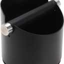 DIBTSA Espresso Knock Box, Stainless Steel Coffee Grounds Knock Box, With Removable Knock Bar and Non-Slip Rubber Base (Black)