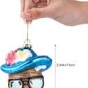 2 x Gold Christmas Tree Ornaments 2025 - Gingerbread Face with Glasses, Mini Glass Blown Hanging Christmas Decorations, Fun Rare Ornaments for Xmas Tree Home Outdoor Centerpiece