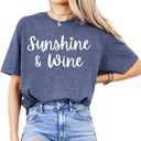 Funny Shirt for Women Sunshine and Drinking Tee, Summer Lover T-Shirt, Bachelorette Party Outfit (S)