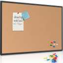 Cork Board Bulletin Board 46" x 32", Black Aluminium Framed 4x3 Corkboard, Office Board for Wall Cork, Large Wall Mounted Notice Pin Board with 18 Push Pins for School, Home & Office, 46" X 32