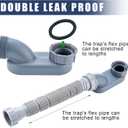 Nuanchu 2 Pcs Low Profile 1 1/2 P Trap with Sealing Tape Low Profile Shower Drain Flat 1 1/2 P Trap Freestanding Tub Drain for Bath Fit Bath RV Bathtub