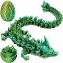 3D Printed Dragon Egg Fidget Toys, Articulated Mystery Crystal Dragon, Flexible Joints Home Decor & Executive Desk Toys, Autism/ADHD Easter Gifts (Laser Yellow Green)