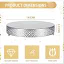 14 Inch Round Wedding Cake Stand for Cupcakes & Desserts, Silver | Sturdy Metal Construction, 2.5 Inch Height, Birthday Party Display, Cookie Service, Fruit Serving Tray, Easy Wipe Cleaning