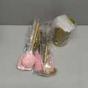 Paris Hilton Kitchen Set Tool Crock with Silicone Cooking Utensils, Stainless Steel Whisk and Ladle, 7-Piece, Pink and Gold