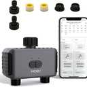MOES Bluetooth Sprinkler Timer 2 Zone, Water Timer for Garden Hose, 2 Outlet Hose Timer for Garden Watering System, Irrigation Timer IP55 for Garden, Yard and Lawn, Black, BWV-YC02-US-GY-MS