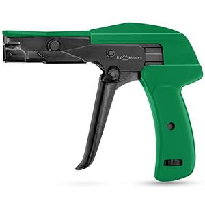 42708 Zip Tie Gun/Cable Tie Install Tool, Adjustable Tension with Built-In Cutter, for Nylon Ties up to 1/4- Black and Green
