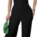 Sunlips elegant,sexy,high waisted,Women fashionable,wide leg pants,club business party button jumpsuit, S