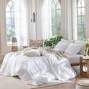 MooMee Bedding Duvet Cover Set 100% Washed Cotton Linen Like Textured Breathable Durable Soft Comfy (Solid Bright White, Cal King 104"x98")