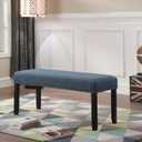 Roundhill Furniture Biony Fabric Dining Bench with Nailhead Trim, Blue