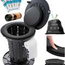 Adjustable Height Portable Toilet with Soft Seat Cushion, Waste Bags & Gel, Camping Toilet for Adults & Kids, Compact Travel Potty for Outdoor, RV, Hiking, Emergency Use, Black