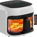 Glass Air Fryer, 7.6QT with Transparent Fry Bowl, Circulating Heating, Temperature Control, Air Fryer Roast, Dishwasher Safe