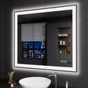 LOAAO 40"X36" LED Bathroom Mirror Black Framed, Anti-Fog, Dimmable, Lighted Bathroom Vanity Mirror for Wall, Memory Function, Tempered Glass (40"L x 36"W, Led Bathroom Mirror Black Framed(3 Light Modes))