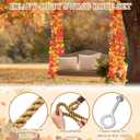 Seenelling 4 Pack Porch Swing Bed Rope Hanging Kit with Fall Maple Leaf Garland Decoration, 800 lbs Adjustable Heavy Duty daybed Swing Rope Straps for Porch Thanksgiving Garden Playground,10ft Length