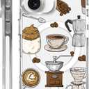 Clear Case for iPhone 16 Plus, [Magnetic Charging Compatible][Military-Grade Protection][Anti-Yellowing] Shockproof Slim Magnetic Phone Case for iPhone 16 Plus, Coffee Collage