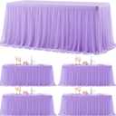 Suppromo 4 Pack 6ft Lavender Tulle Tablecloths for Rectangle Tables, 6 Foot Rectangular Table Cloth Wrinkle Free Table Cover with Tutu Skirt for Wedding Baby Shower Birthday Party Banquet Buffet Cake, 72" x 30"