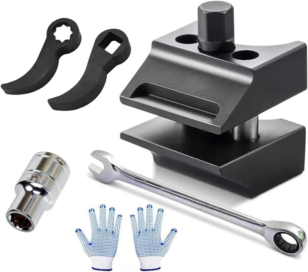 Automotive Suspension Strut Separator Tool Kit, Including a pry bar Wrench Adapter and Gloves, Compatible with V olkswagen, A UDI, B MW, F ord, P eugeot, C itron