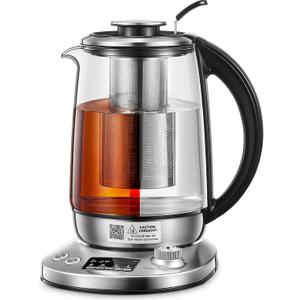 Electric Tea Kettle, 9 Temperature Control Presets Glass Kettle, 1200W Tea Pot with Removable Infuser, 2 Hours Keep Warm, 1.7 Liter Electric Kettles, Borosilicate Glass & Stainless Steel