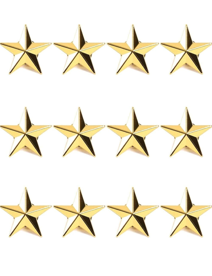 Gold Point Star Lapel Pins, Enamel Pin Set (1 In, 12 Pack)