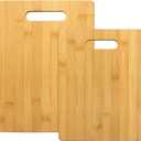 Totally Bamboo 2-Piece Cutting Board Set; 2 Assorted Sizes of Bamboo Wood Cutting Boards for Kitchen (Brown)